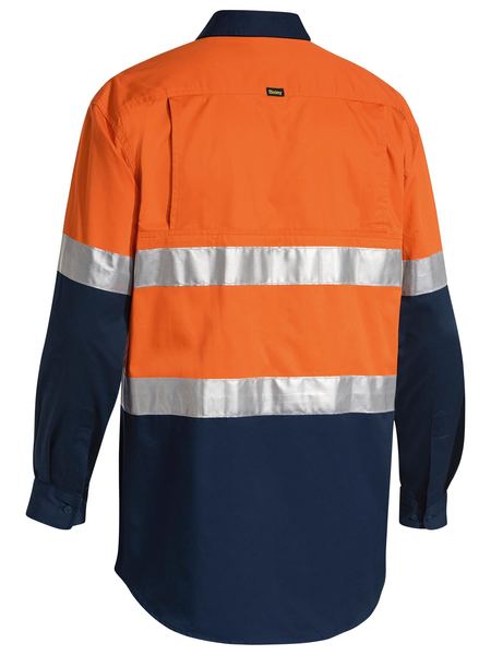 Bisley Taped Hi Vis Cool Lightweight Shirt - Orange/Navy
