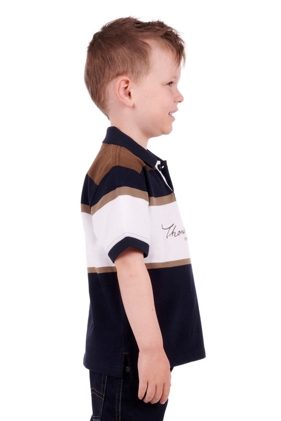 Thomas Cook Boys Newman Short Sleeve Polo - Navy/Dark Tan