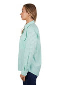 Hard Slog Womens Lize Half Button Long Sleeve Shirt - Teal