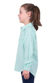 Hard Slog Kids Lize Half Button Long Sleeve Shirt - Teal