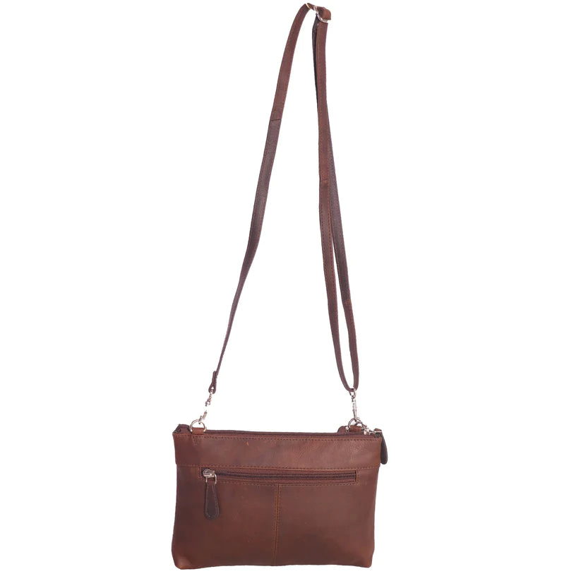 Cenzoni Hairon Small Leather Bag - Brown/White