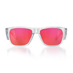 SafeStyle Fusions Clear Frame/Mirror Red Polarised UV400 Safety Glasses