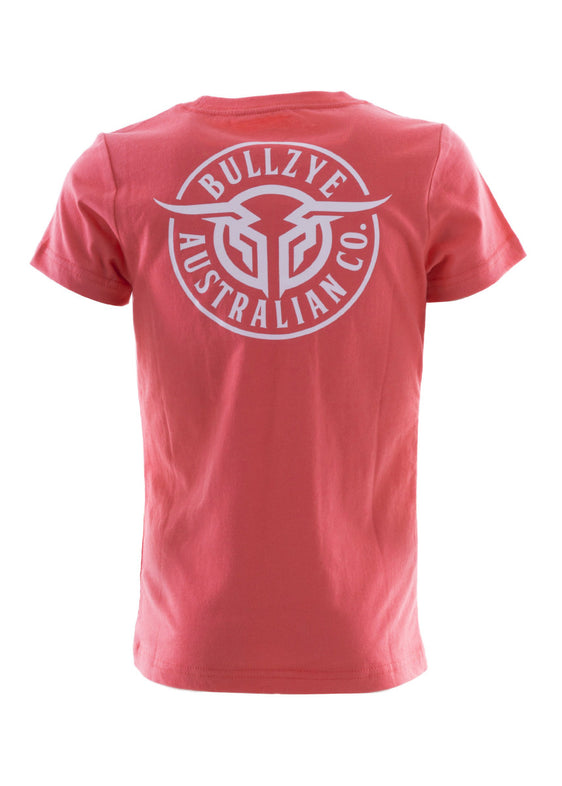 Bullzye Girls Bullring Short Sleeve Tee - Coral