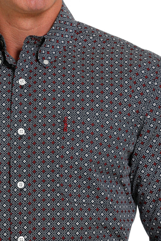 Cinch Mens Modern Fit Button Down Western Shirt - Navy