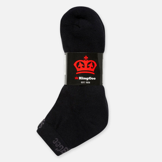 KingGee Cotton Crew Work Socks 5 Pack - Black