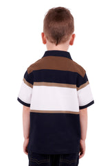 Thomas Cook Boys Newman Short Sleeve Polo - Navy/Dark Tan