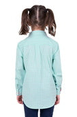 Hard Slog Kids Lize Half Button Long Sleeve Shirt - Teal