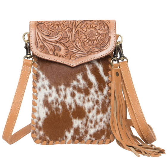 Design Edge Tooling Leather Cowhide Phone Bag - AB-10