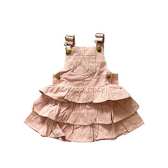 Little Windmill Clothing Co "Lottie" Blush Denim Ruffle Overall Dress