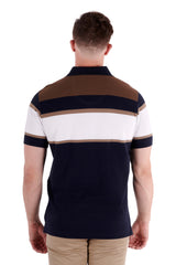 Thomas Cook Mens Newman Tailored Short Sleeve Polo - Navy/Dark Tan