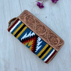 Design Edge Multi Saddle Blanket Zippered Wallet with Tooled Leather - TSB21B