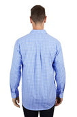 Hard Slog Mens Ron Half Button Long Sleeve Shirt - Blue/White