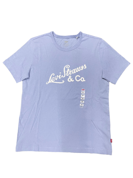 Levi Womens Graphic Iconic Tee Archival Script - Light Blue [Siz:XS]