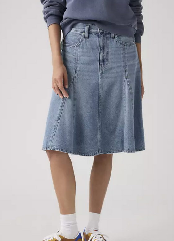 Levis Womens Godet Knee Length Skirt - Good Grades Tencel [Siz:26]