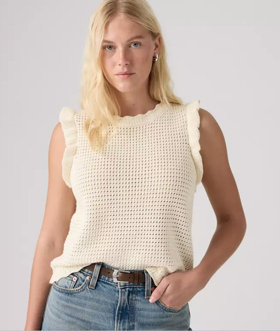 Levis Womens Lulu Flutter Sleeveless Sweater Tank - Egret [Siz:XS]