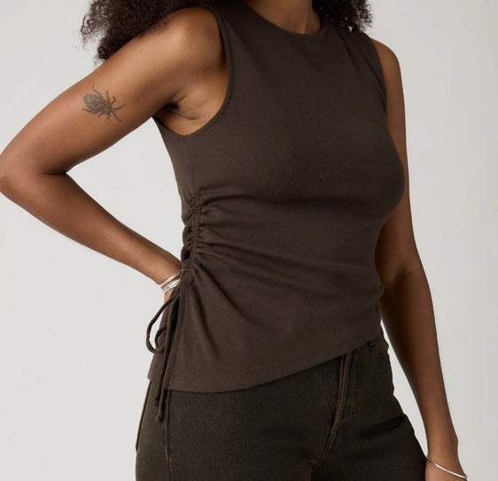 Levis Womens Alila Asymmetrical Sleveless Top - Java [Siz:M]