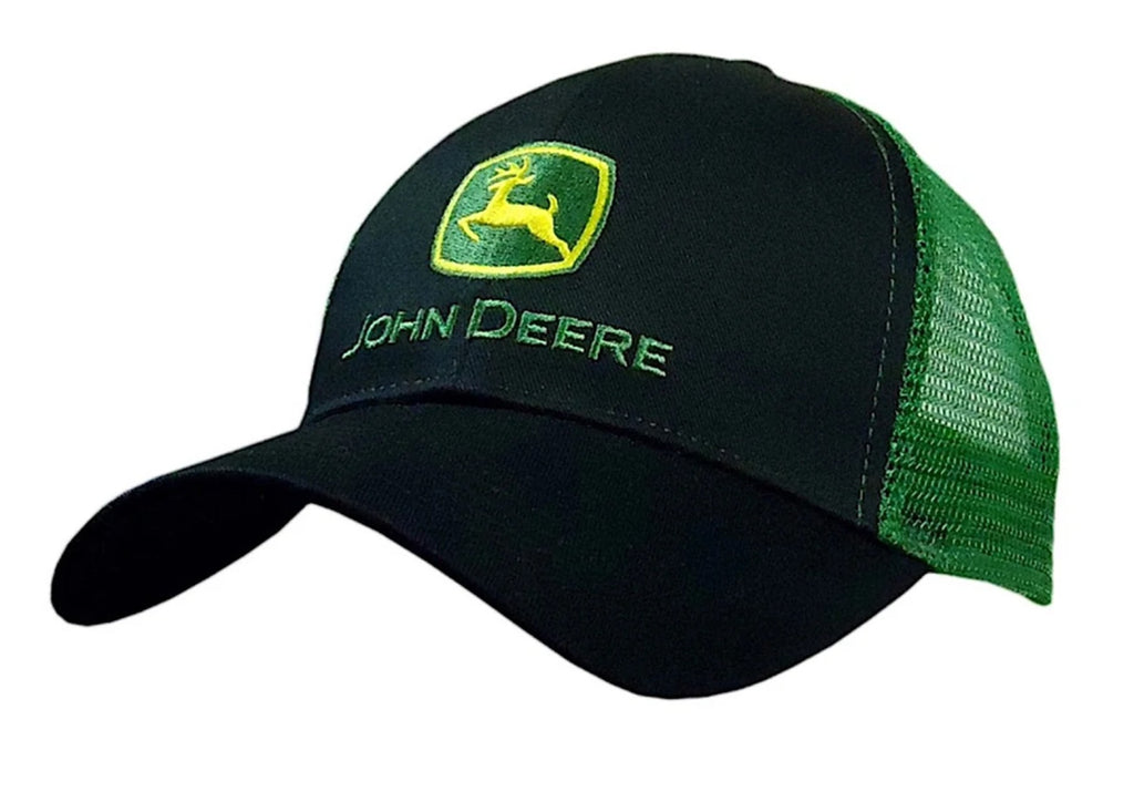 John Deere Mens Logo Mesh Back Cap - Black/Green