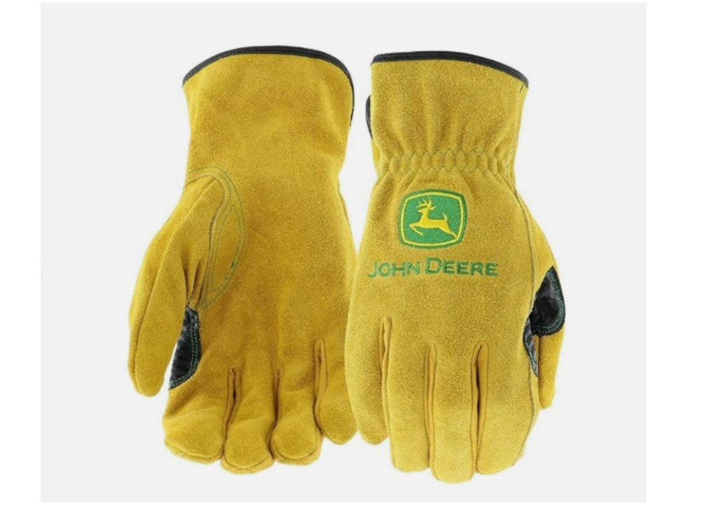 John Deere Split Cowhide Leather Gloves [Siz:M]