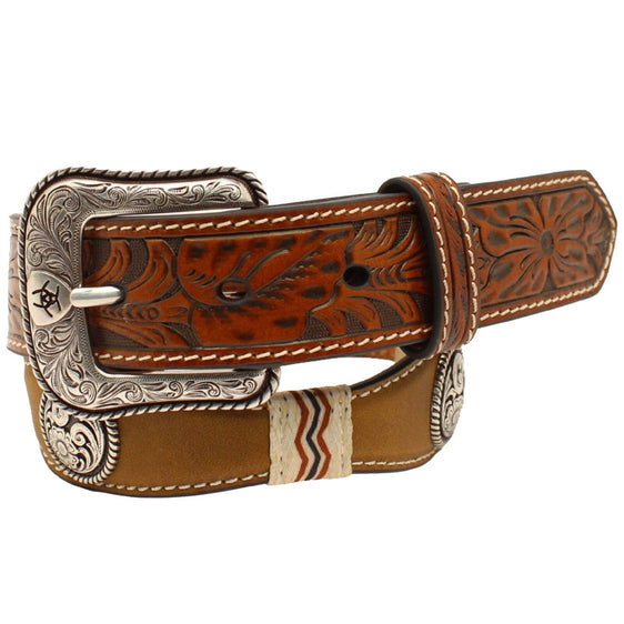 Ariat Boys Floral Embossed Scalloped Belt 1-1/4 Brown [Siz:22]