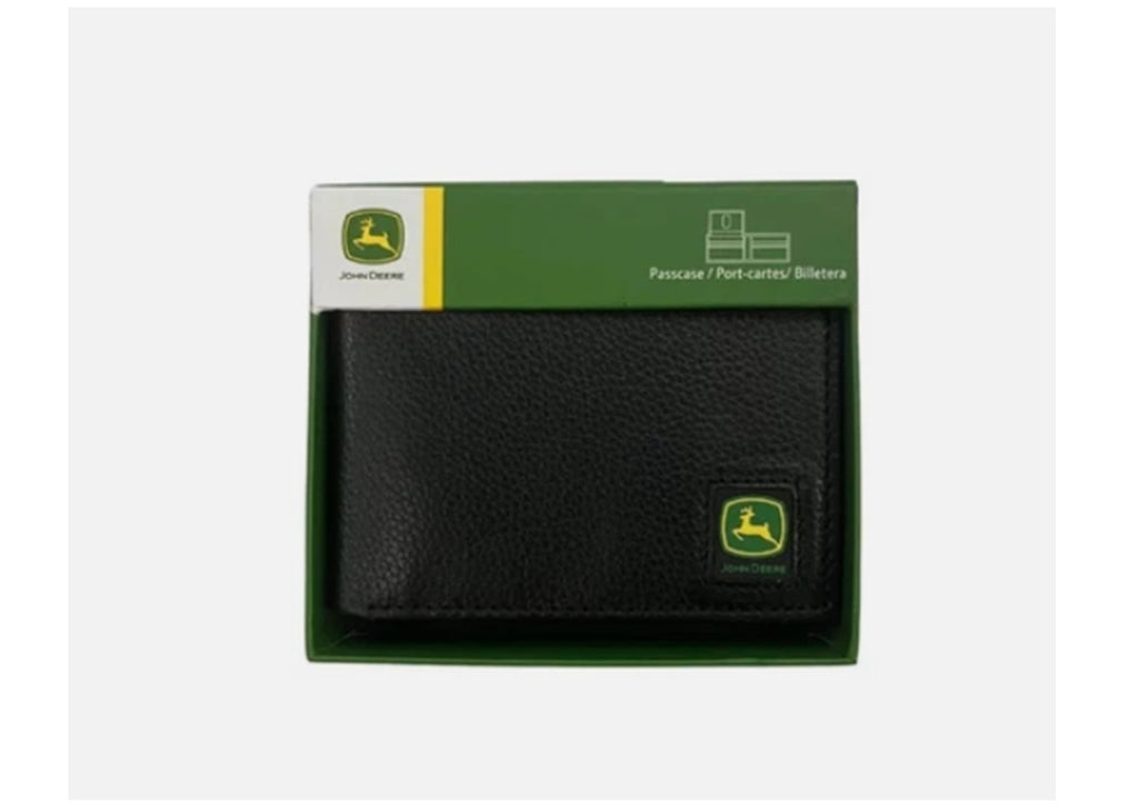 John Deere Mens Pebble Grain Bi Fold Wallet - Black