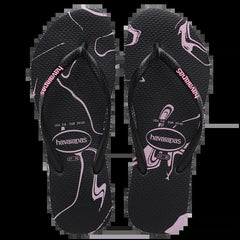 Havaianas Womens Slim Marble Thongs - Black/Pink [Siz:37/38]