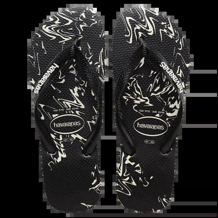 Havaianas Mens Marble Top Thongs - Black/White [Siz:41/42]