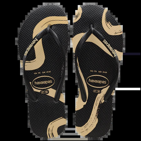 Havaianas Womens Slim Flow Thongs - Black/Cream [Siz:37/38]