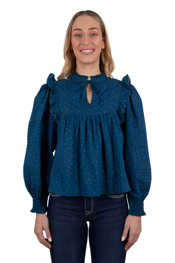 Pure Western Women's Pippa Blouse - Blue