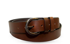 Cenzoni Fashions Double Loop Leather Belt [Col:Brown Siz:30]