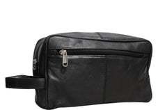 HD Leather Sheepskin Toiletry Bag - Black