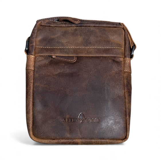 Green Wood Small Crossbody Hunter Bag - Camel