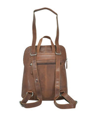 Green Wood Cowhide Small Backpack/Convertible Shoulder Bag