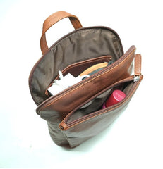 Green Wood Cowhide Small Backpack/Convertible Shoulder Bag