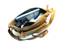 Green Wood Cowhide Medium Ladies Crossbody Bag [Col:Camel]