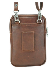 Green Wood Cowhide Hunter Crossbody Bag - Cognac