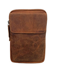 Green Wood Cowhide Leather Crossbody Bag - Camel