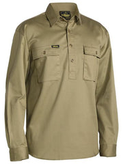 Bisley Closed Front Cotton Drill Shirt BSC6433 [Col:Khaki Siz:4XL]