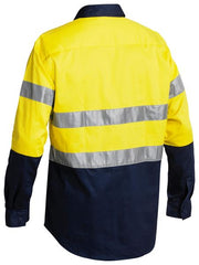 Bisley Taped Hi Vis Closed Front Drill Shirt BTC6456 [Col:Orange/Navy Siz:XL]