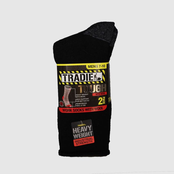 Tradie 2pk Wool Blend Work Socks [Siz:11-13]