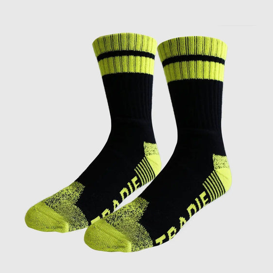 Tradie Mens Socks 3 Pack M22530SJ.COL01 [Col:Black/Fluro Yellow Siz:7-10]