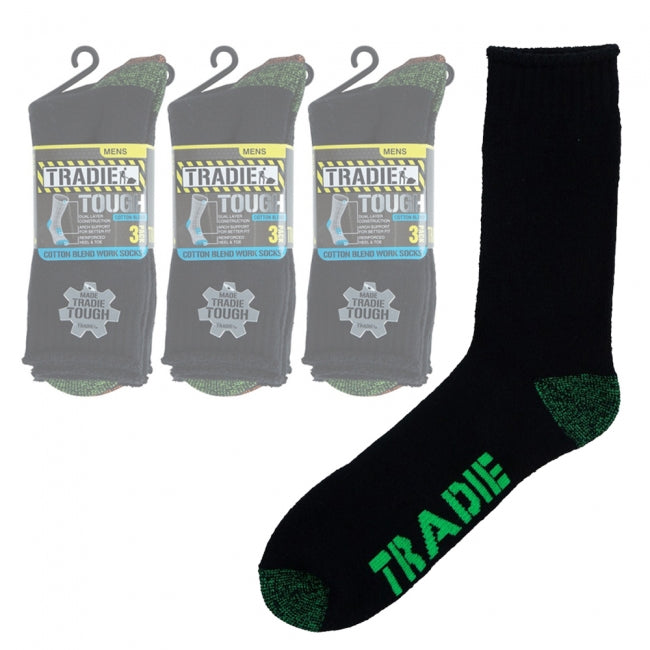 Tradie Mens Cotton Work Sock 3-pk M22549SJ.AS02 [Siz:7-10]