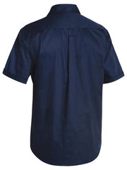 Bisley Short Sleeve Closed Front Cotton Drill Shirt [Col:Navy Siz:XL]