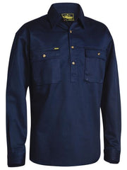 Bisley Closed Front Cotton Drill Shirt BSC6433 [Col:Navy Siz:S]