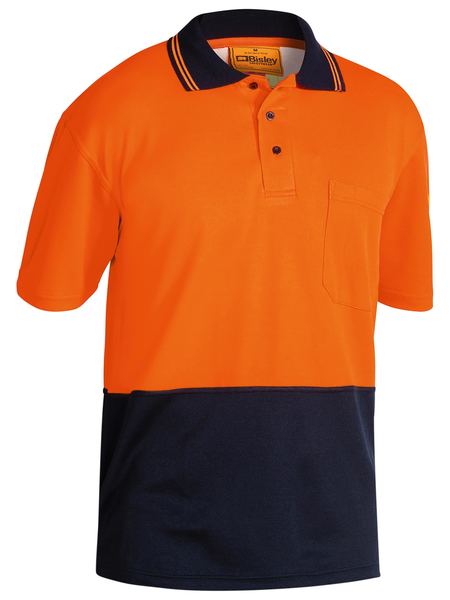 Two - Tone Hi Vis Polo Shirt - BK1234 [Col:Orange/Navy Siz:M]