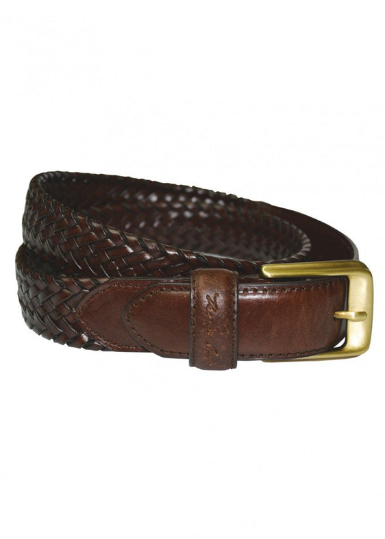 Harry Leather Braided Belt TCP1910BEL [Col:DARK BROWN Siz:S]