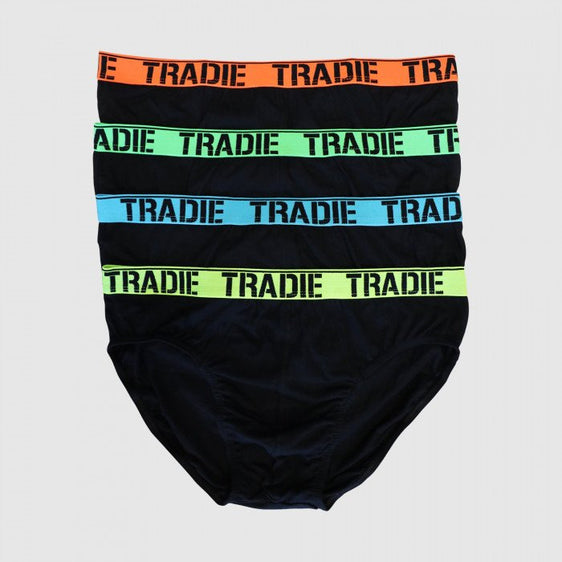 Tradie Mens Brief 4-pk [Col:Black Pack Siz:S]