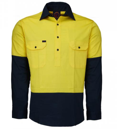 Ritemate Closed Front Long Sleeve Two Tone Workshirt [Siz:S]