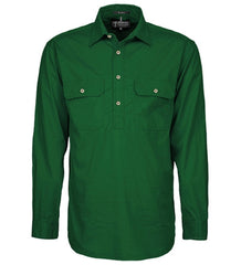 Mens Pilbara Closed Front L/S Shirt [Col:Green Siz:S]