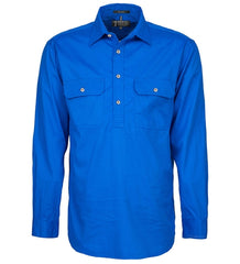 Mens Pilbara Closed Front L/S Shirt [Col:Cobalt Siz:S]