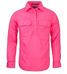 Pilbara Womens Closed Front Long Sleeve Shirt [Col:Hot Pink Siz:12]